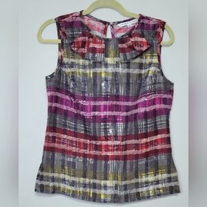 Trina Turk Women 100% Silk Sleeveless Blouse Multicolor Top Size Small